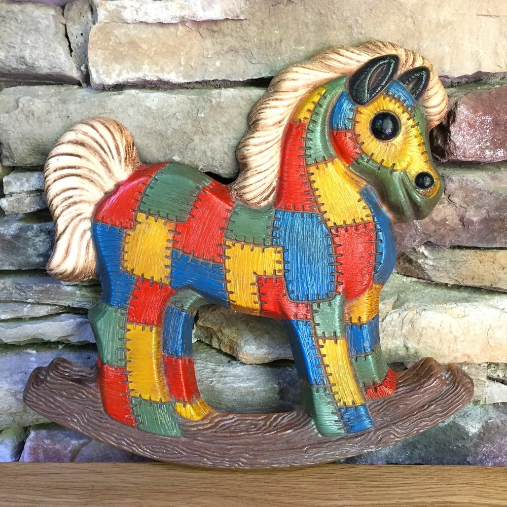 Vintage Horse Wall Plaque Patchwork Foam